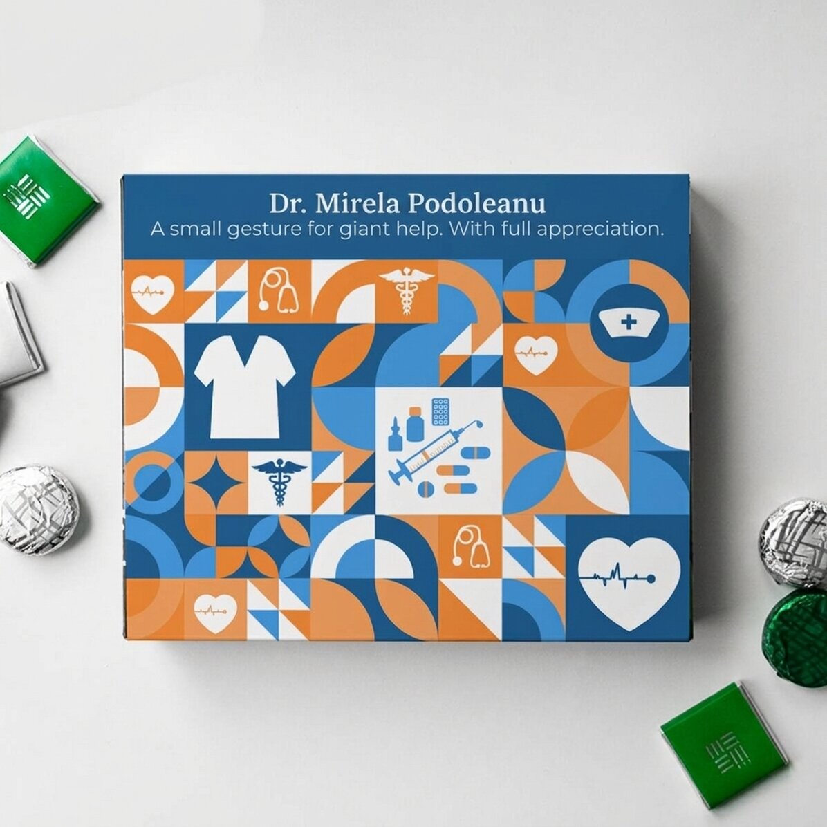 Personalizovaná krabička bonbónů s poděkováním pro lékaře