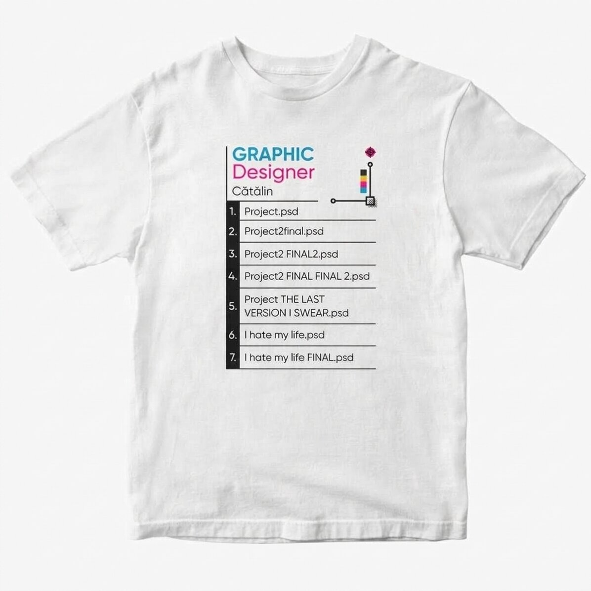 Bavlněné tričko s vlastním textem – Graphic Designer