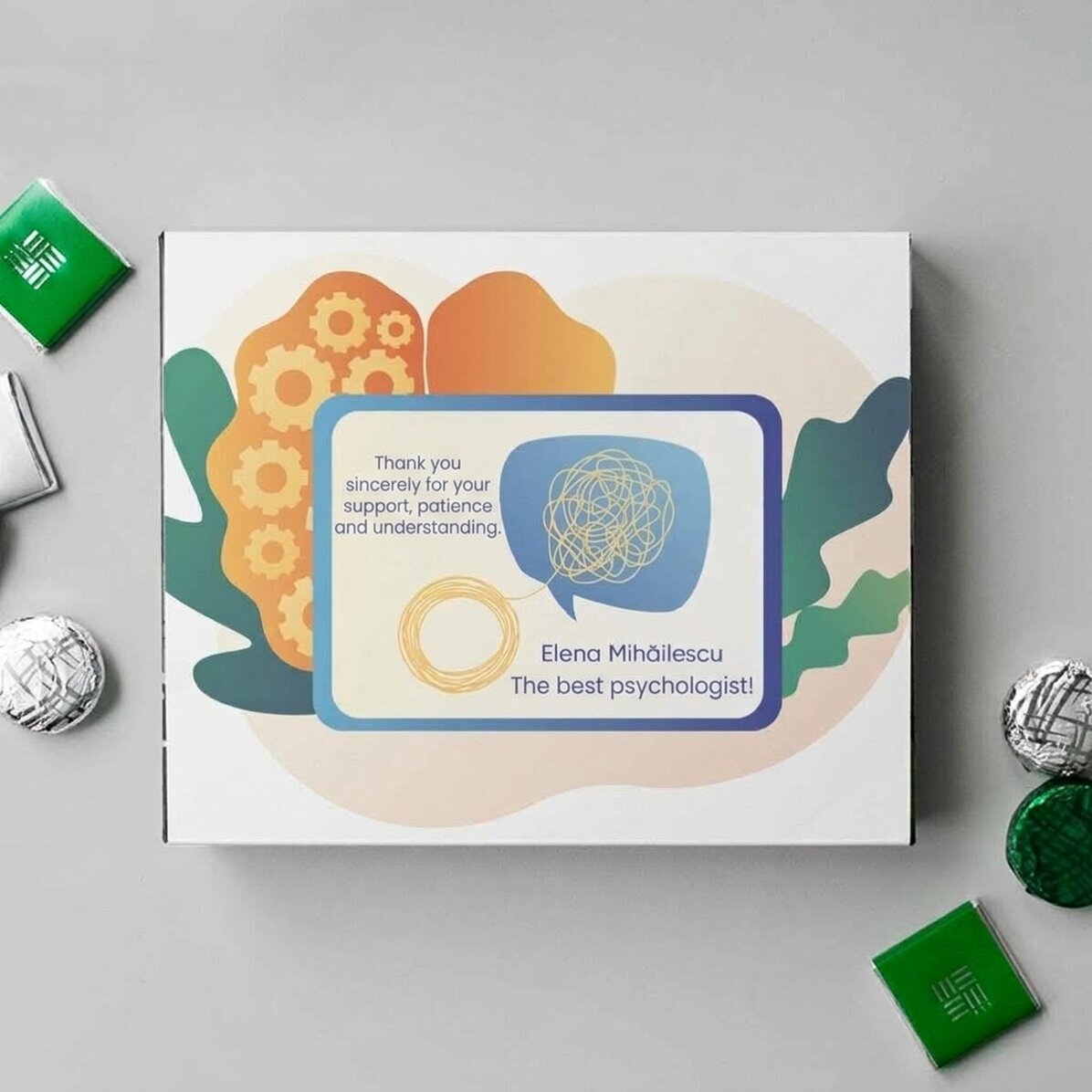 Personalizovaná krabička bonbónů s poděkováním pro psychology