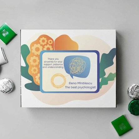 Personalised box of chocolates with a thank you message for psychologists
