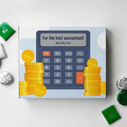 Personalised box of chocolates with a thank you message for accountants