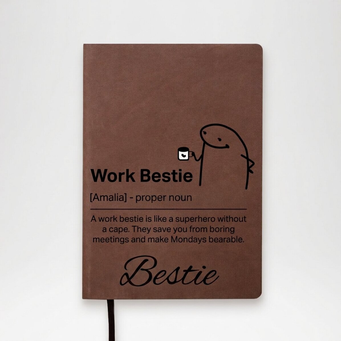 Kožený diář s vlastním textem – Work Bestie