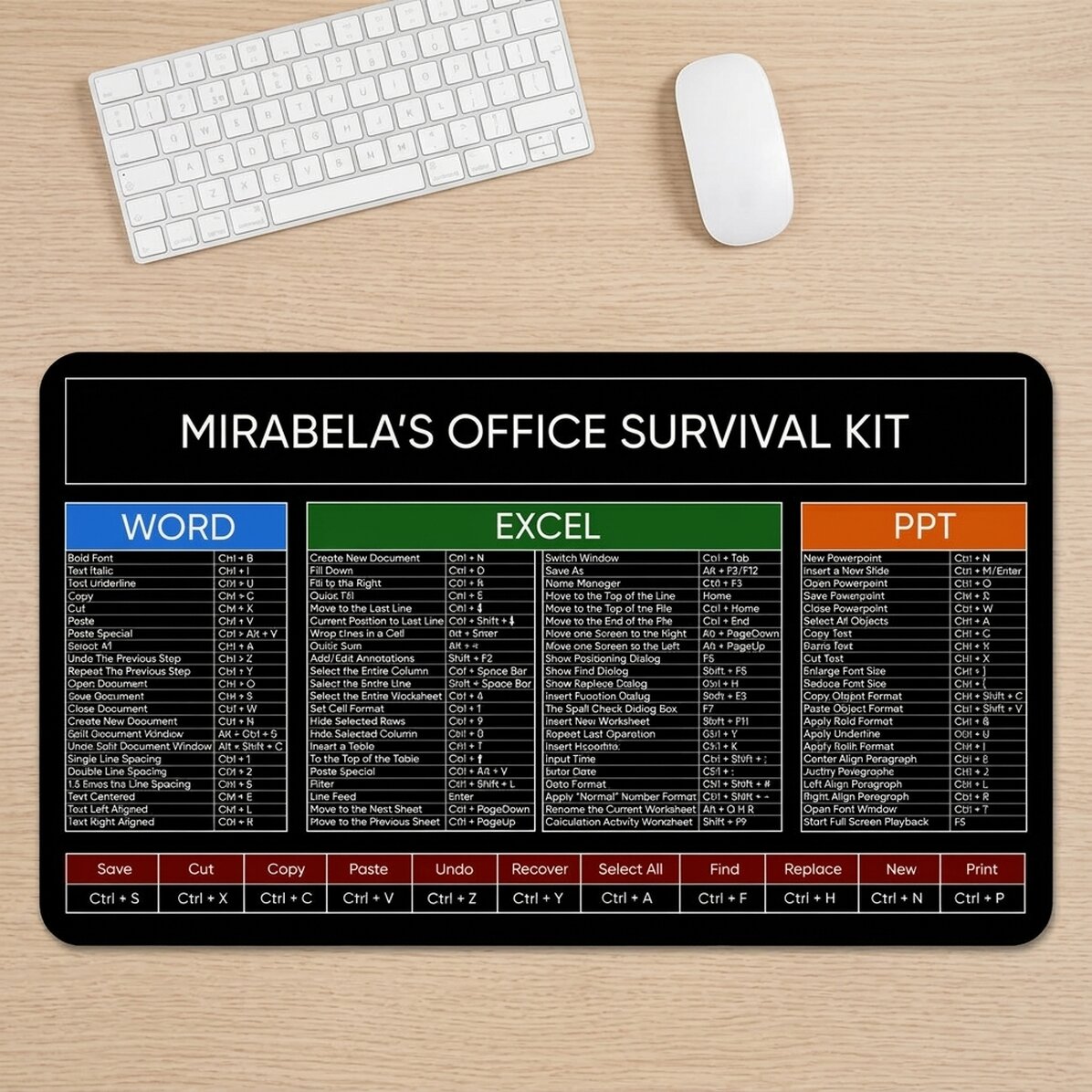 Podložka pod myš XXL s vlastním textem – Office Survival Kit