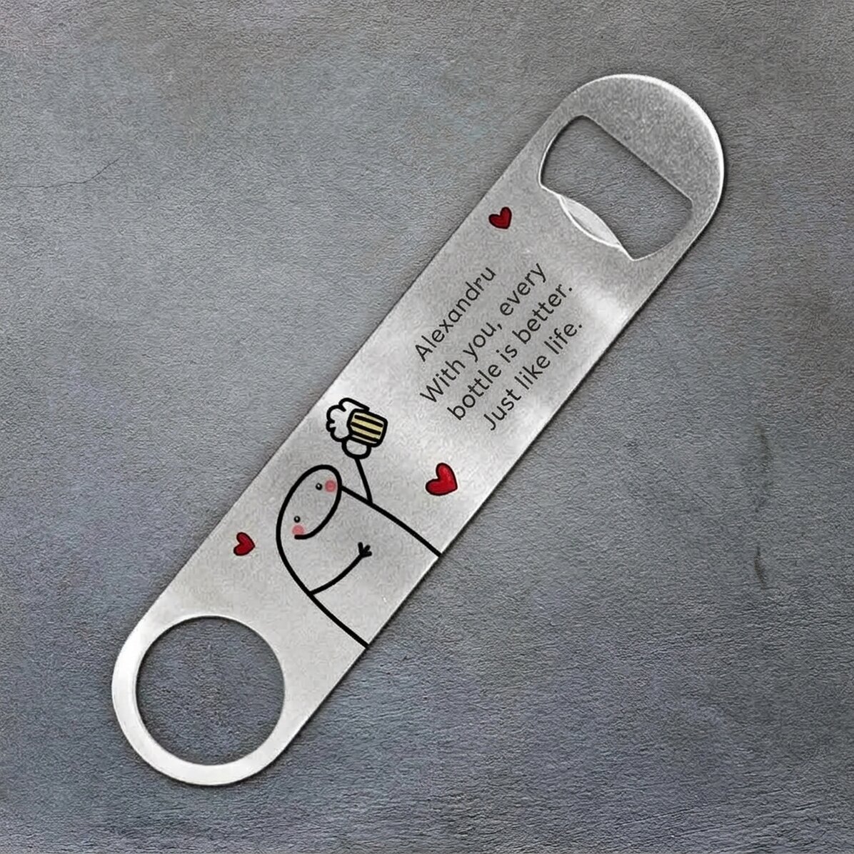 Personalizovaný otvírák na pivo s vzkazem – Cute Love