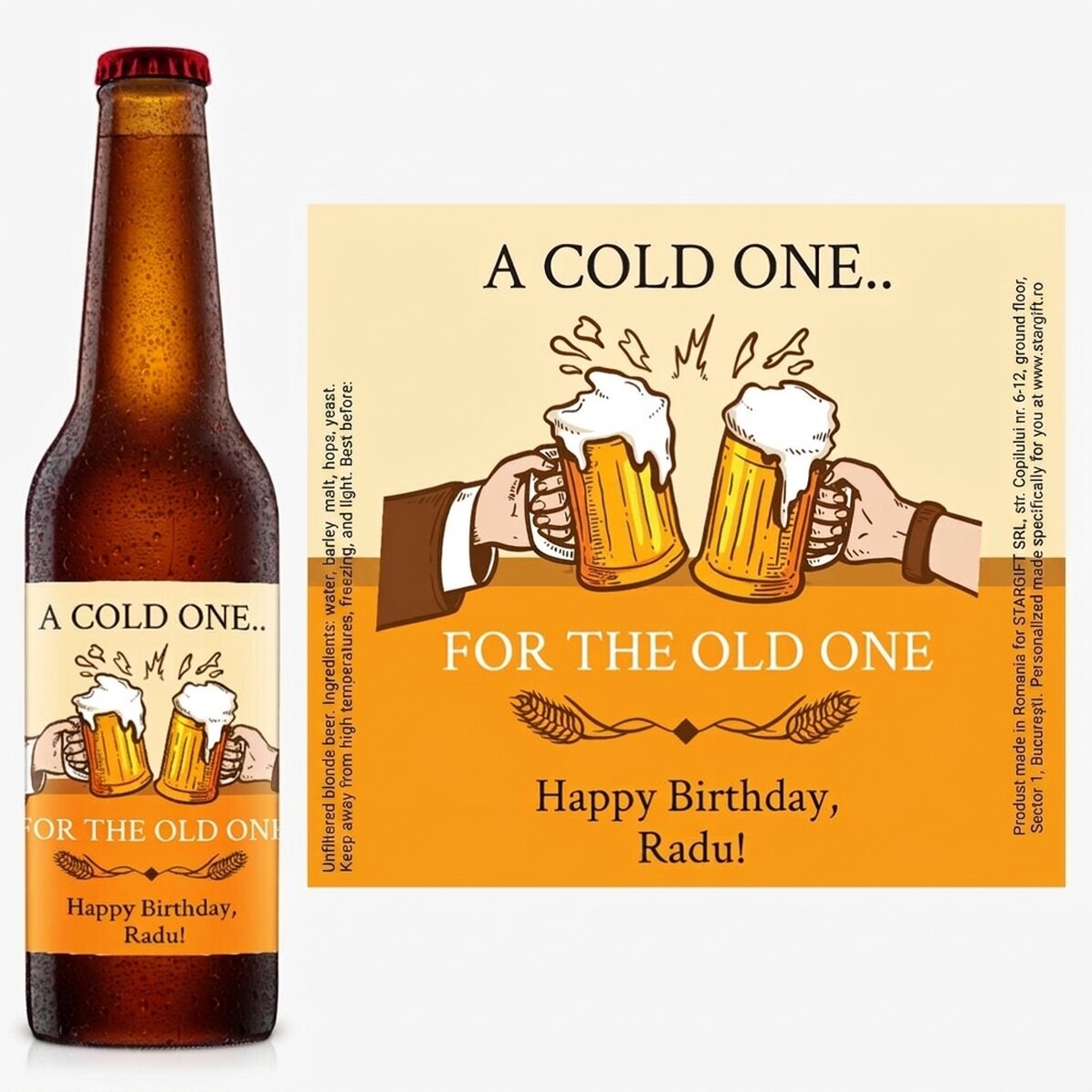 Pivo s vlastním nápisem – A Cold One… for the Old One