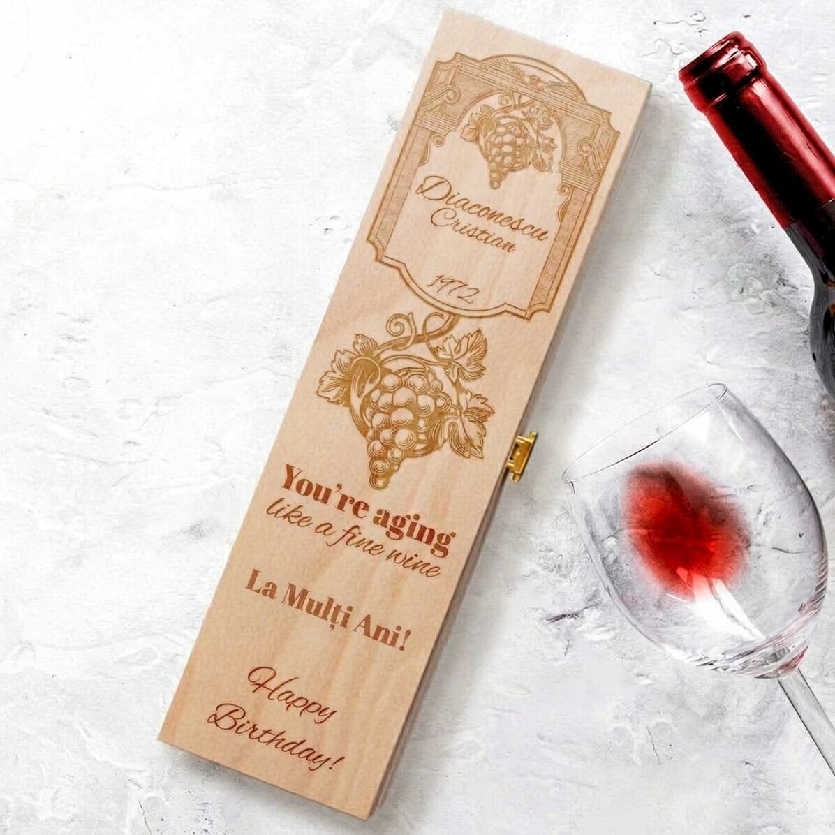 Personalizovaná krabička na víno s textem – Fine wine