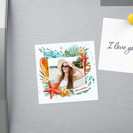 Magnet 10x10 s vlastní fotografií a jménem – Dovolená