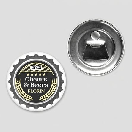 Otevírák na láhve s magnetem, personalizovaný s nápisem – Cheers