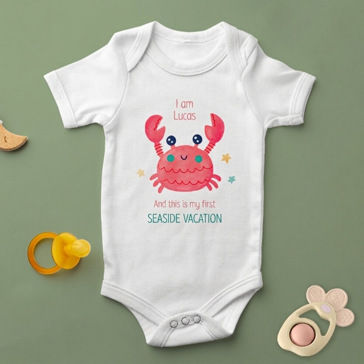 Dětské body s vlastním textem – Moje první dovolená
