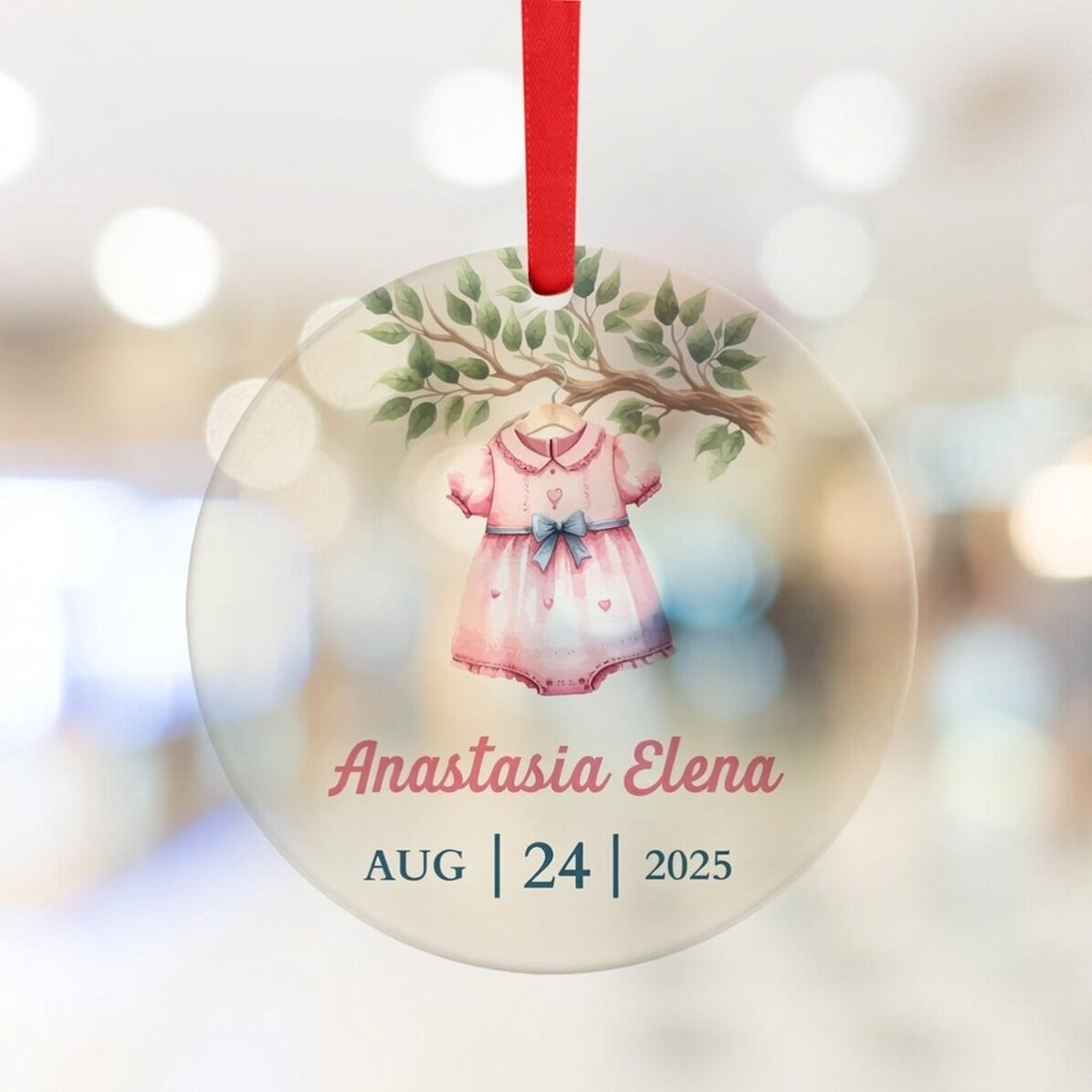 Kruhový ornament s vlastním textem – Křestní pamětní dárek