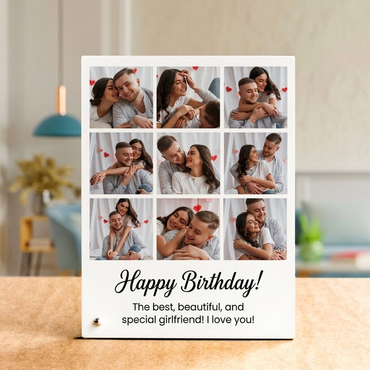 Personalizovaný stolní fotorámeček s 9 fotografiemi a textem – Vzpomínky