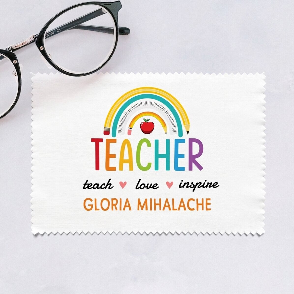 Personalizovaná utěrka na čištění displejů a brýlí – Teacher