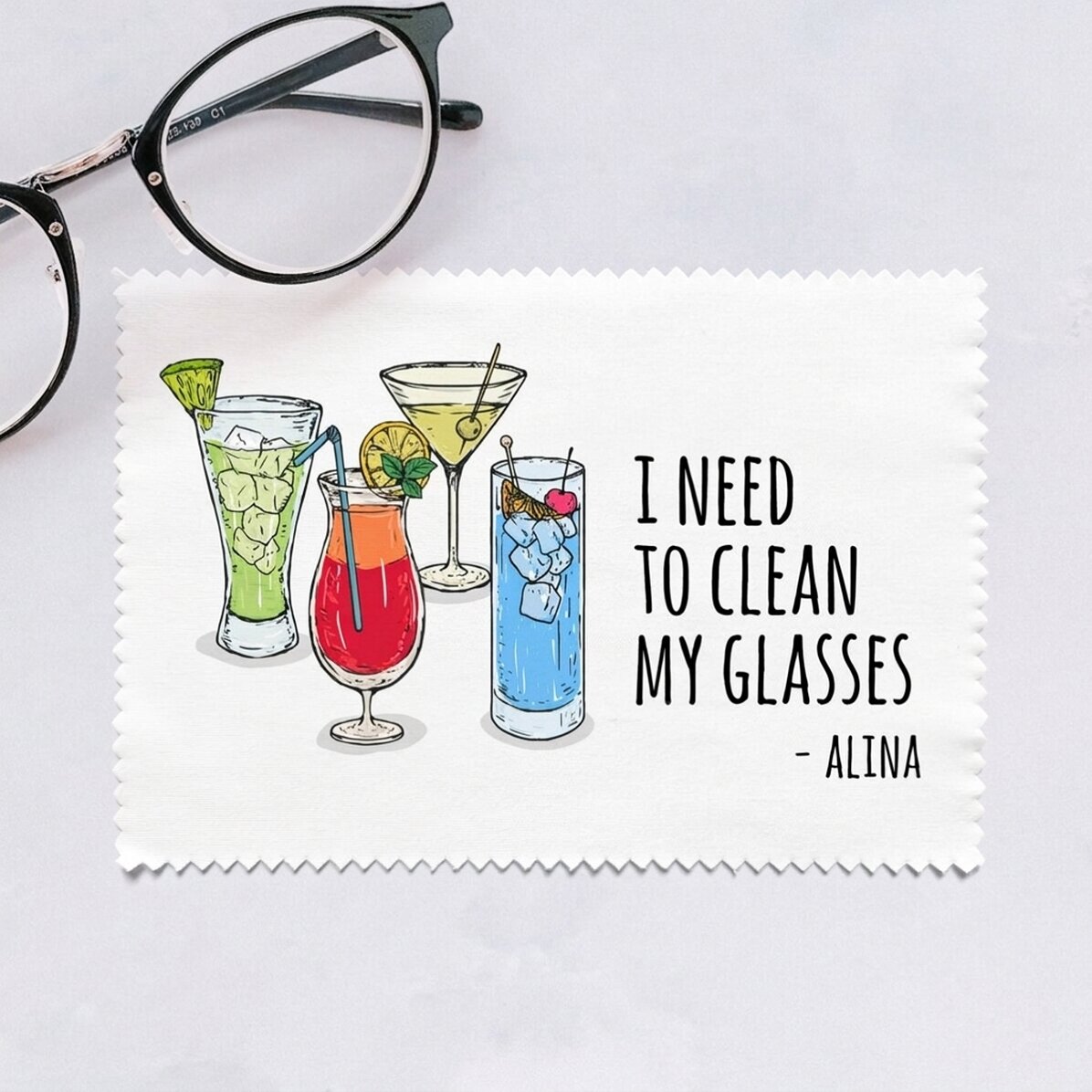 Personalizovaná utěrka na čištění displejů a brýlí – Glasses