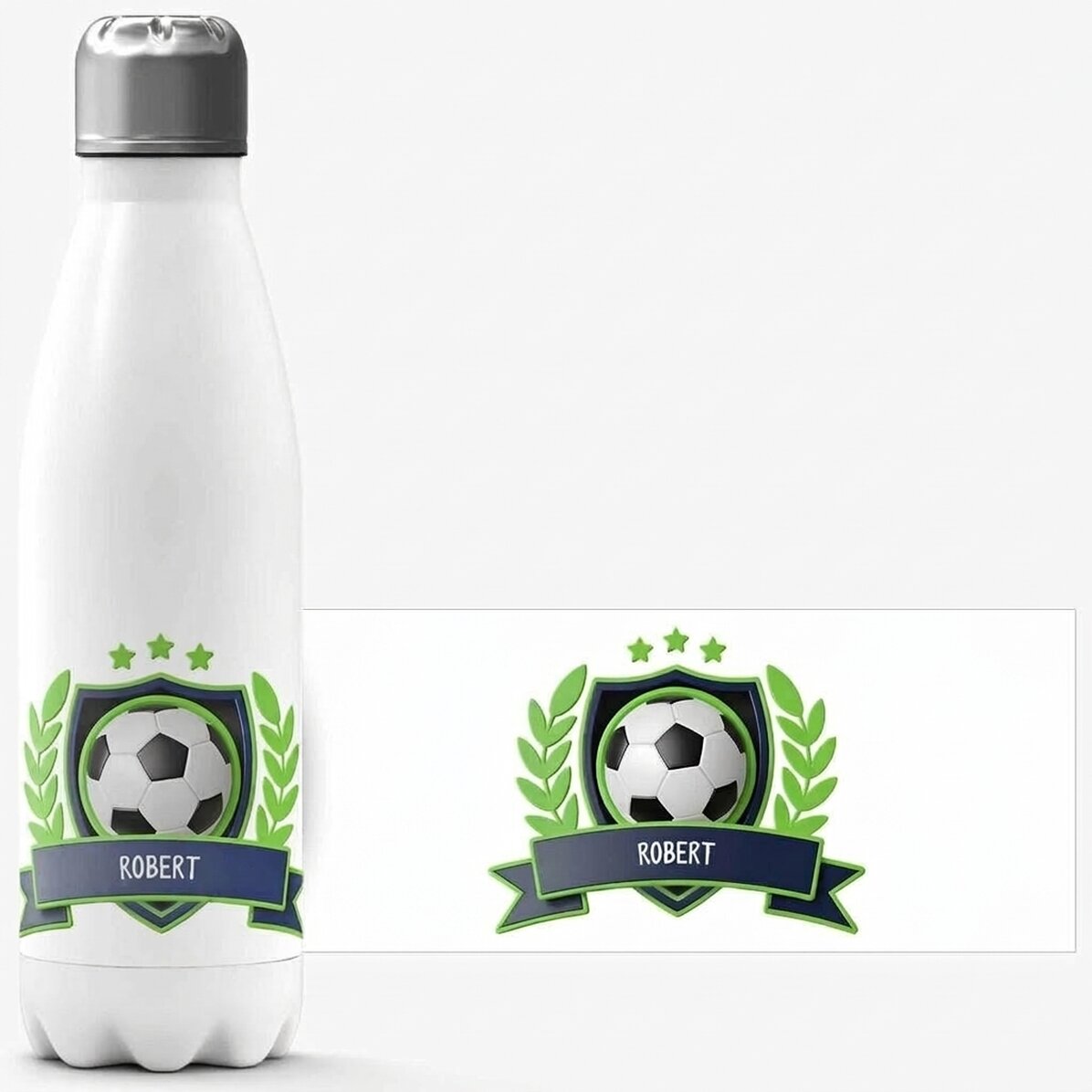 Termoska s bílou základnou s vlastním textem – Fotbal