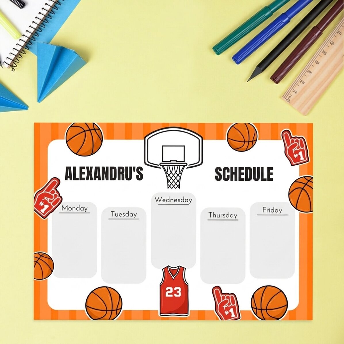 Přizpůsobený rozvrh s textem – Basketbal