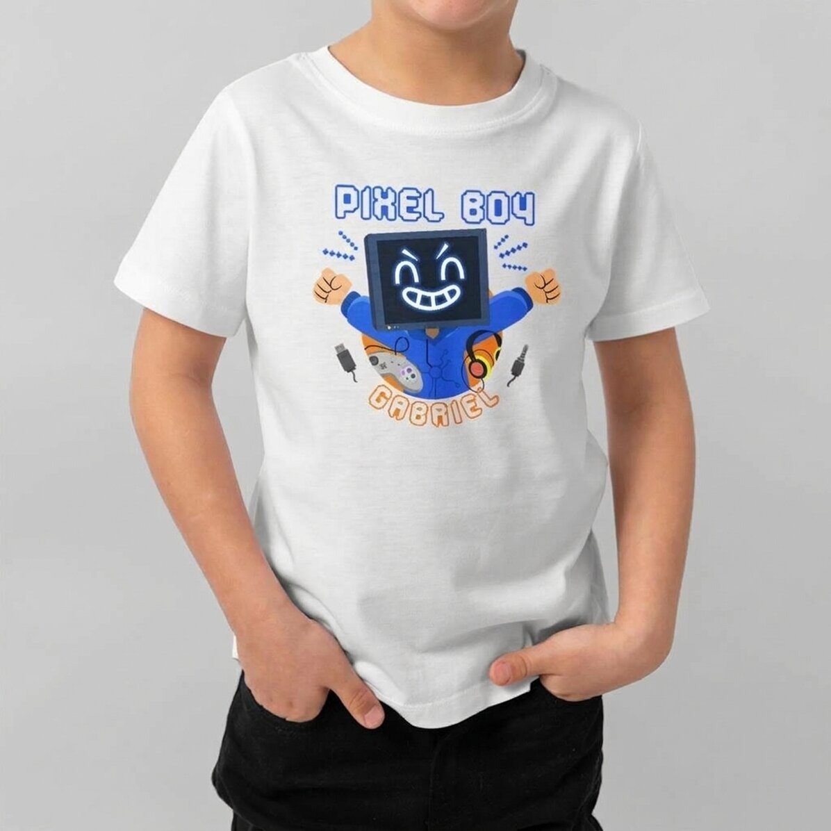 Dětské bavlněné tričko s vlastním nápisem – Pixel Boy