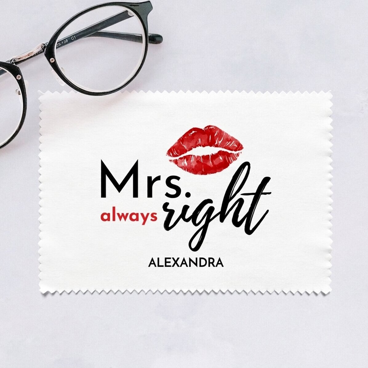 Personalizovaná utěrka na čištění displejů a brýlí – Mrs. Always right