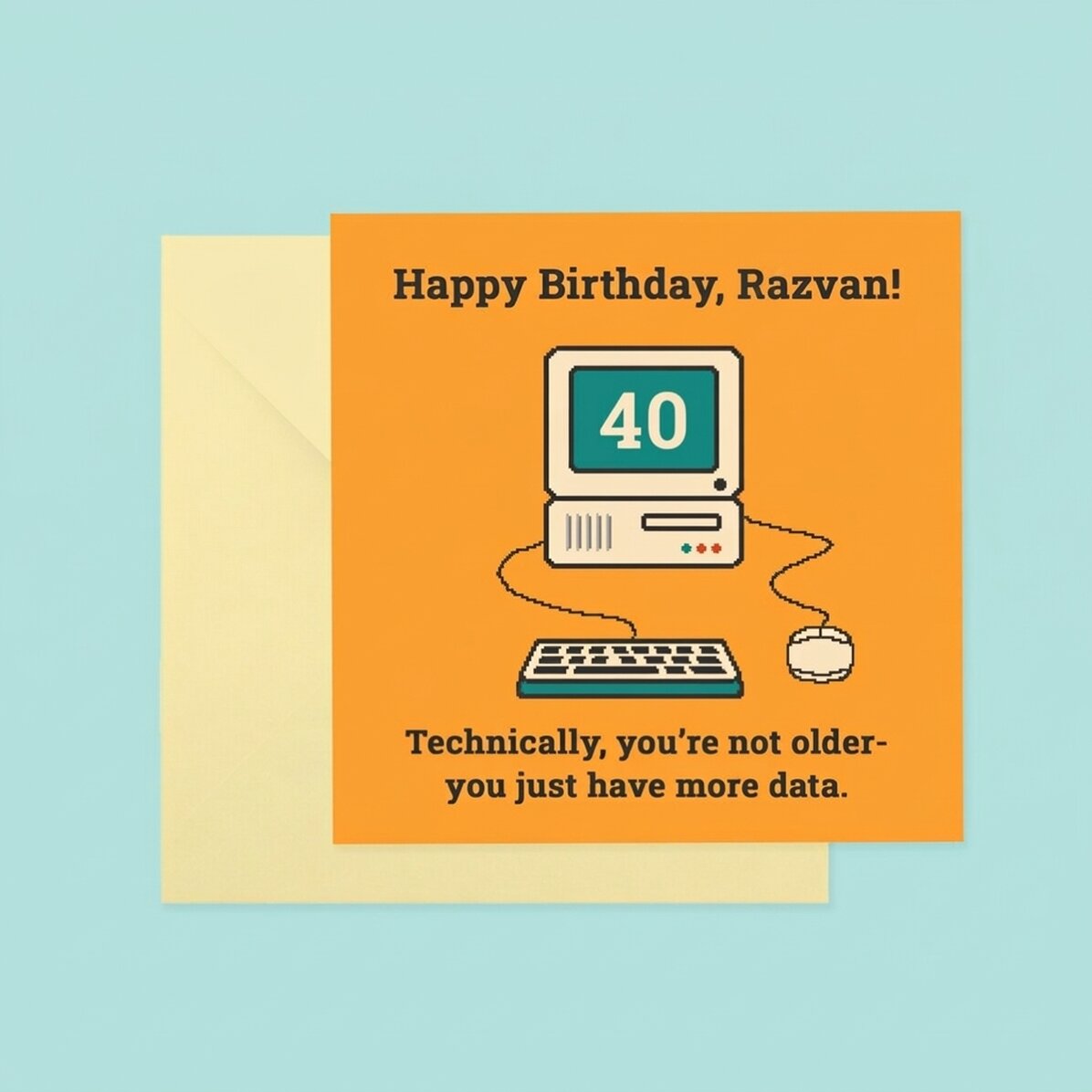 Čtvercová kartička s vlastním textem – Happy Birthday!
