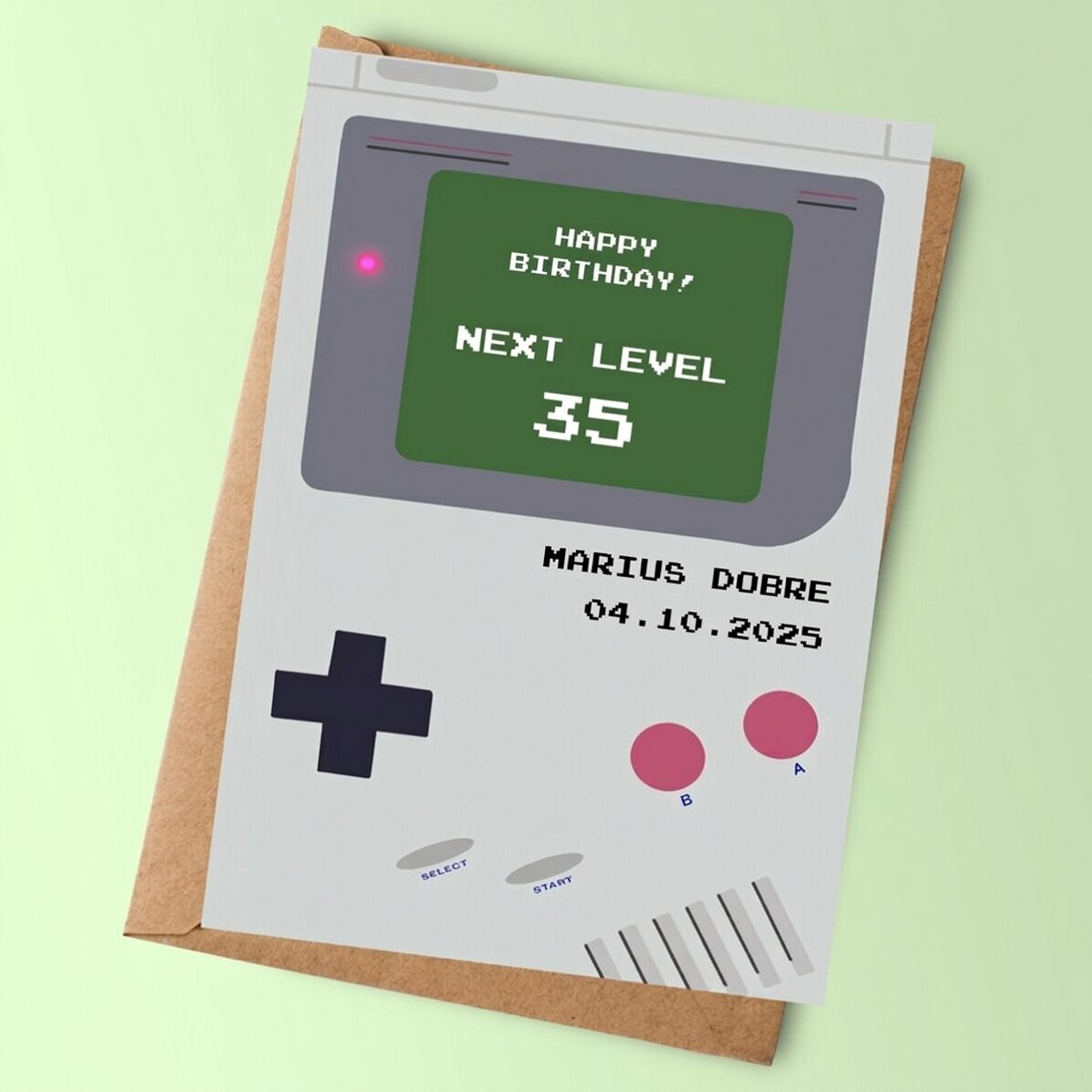 Personalizovaná karta s vzkazem – Gameboy