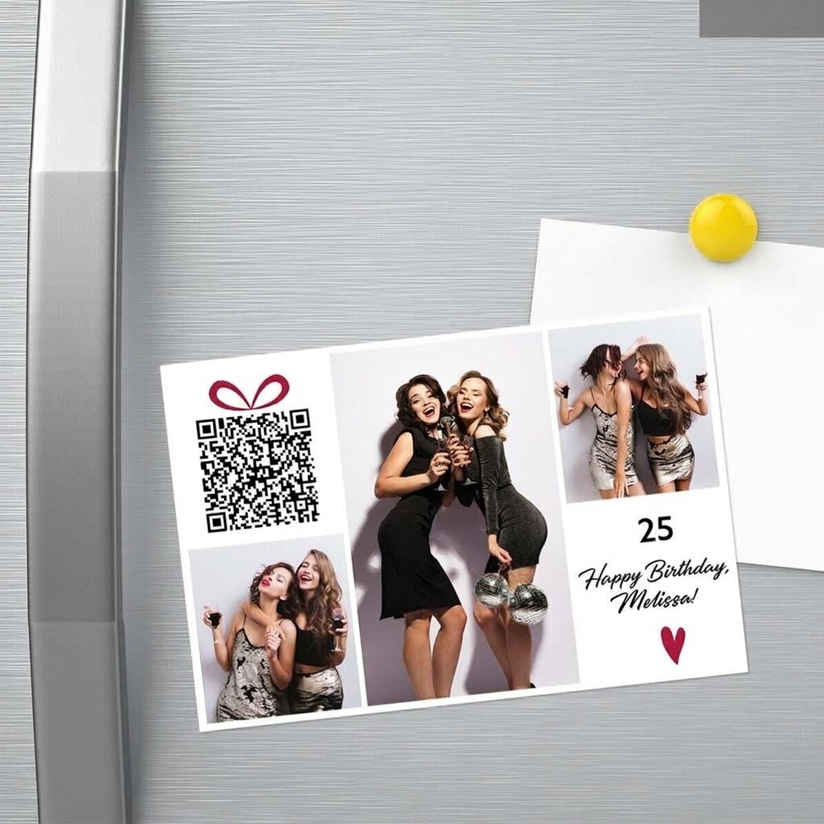 Magnet 15 × 10 cm s vlastním textem, fotkami a QR kódem – Všechno nejlepší k narozeninám!