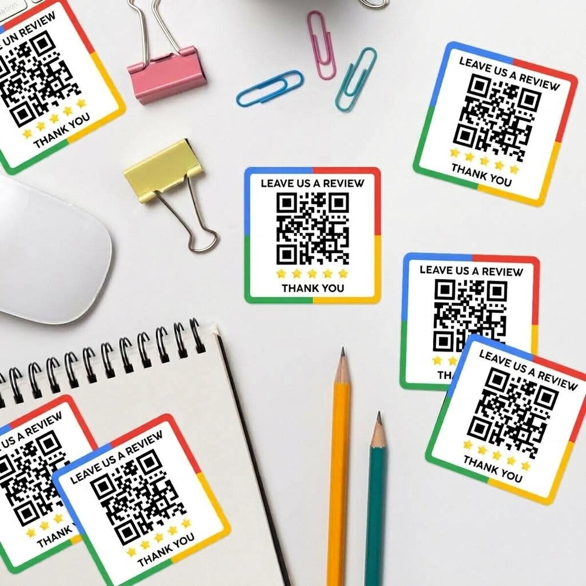 Sada 12 samolepek (samolepicích štítků) s vlastním textem a QR kódem – Ohodnoťte nás