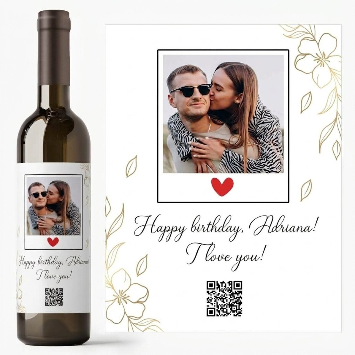 Víno s vlastní fotografií, textem a QR kódem – Narozeniny