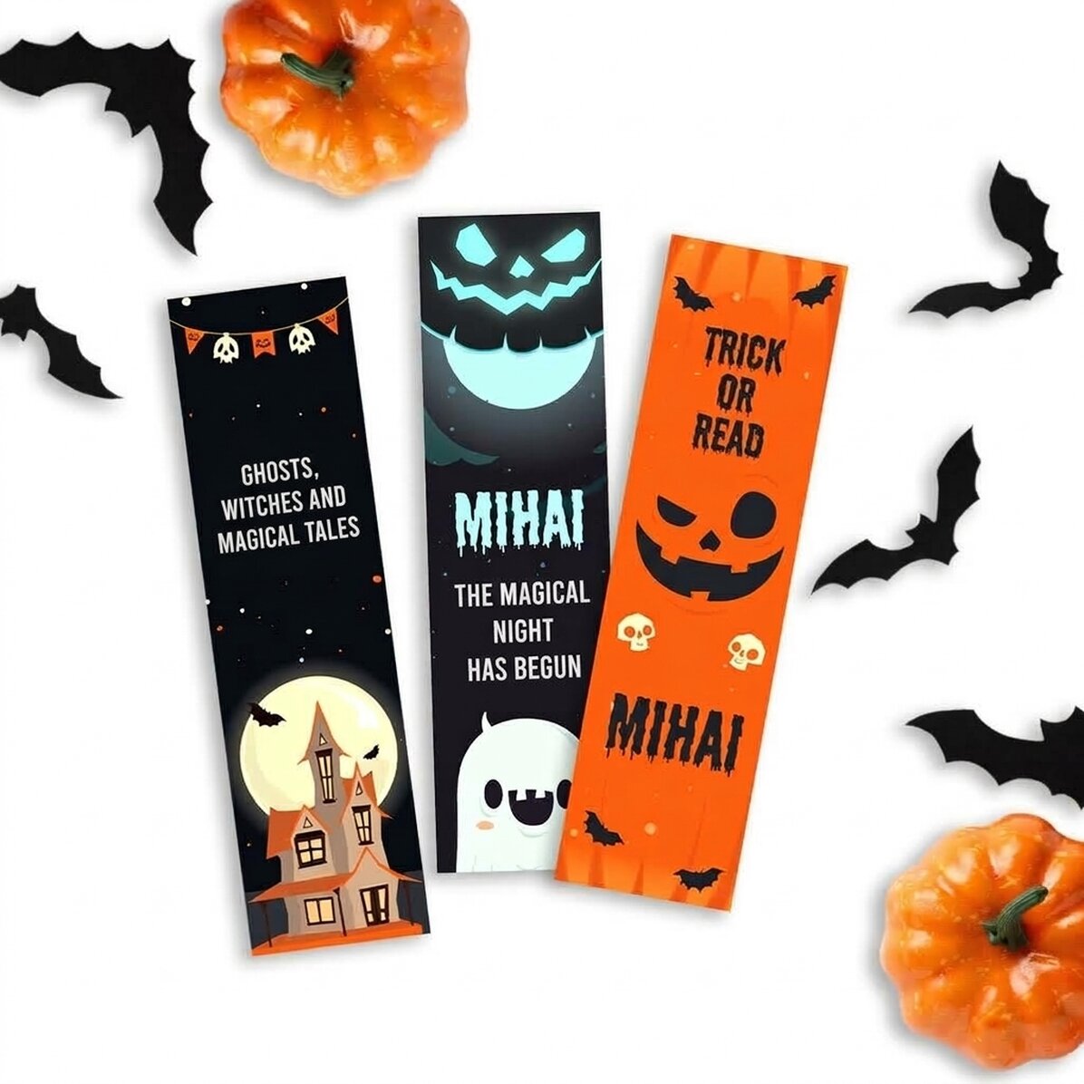 Sada 3 personalizovaných záložek s textem – Trick or read