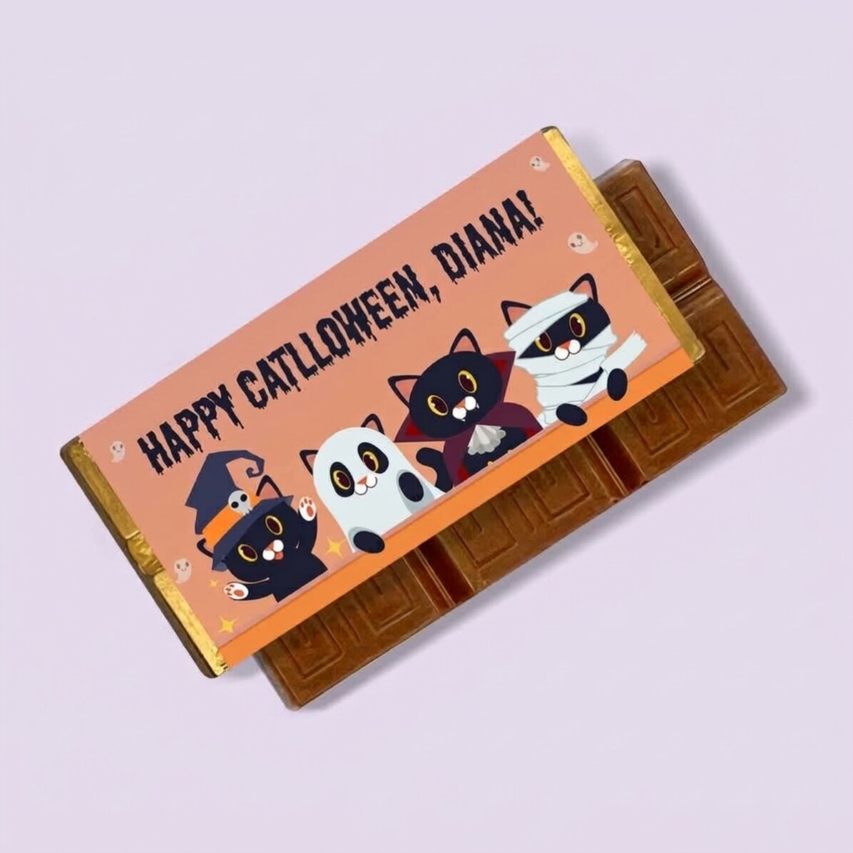 Mini čokoládová tabulka s vlastním textem – Catlloween