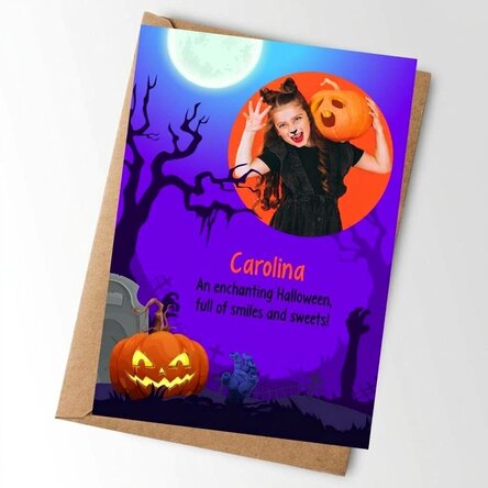 Personalizovaná kartička s textem a fotkou – Halloween