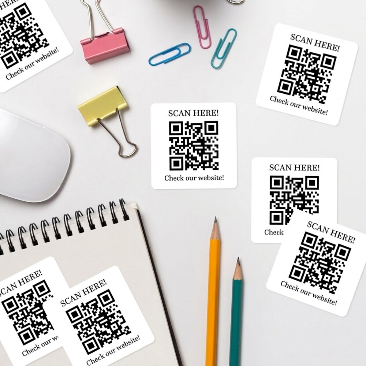 Sada 12 samolepek (samolepicích štítků) s vlastním textem a QR kódem – Check