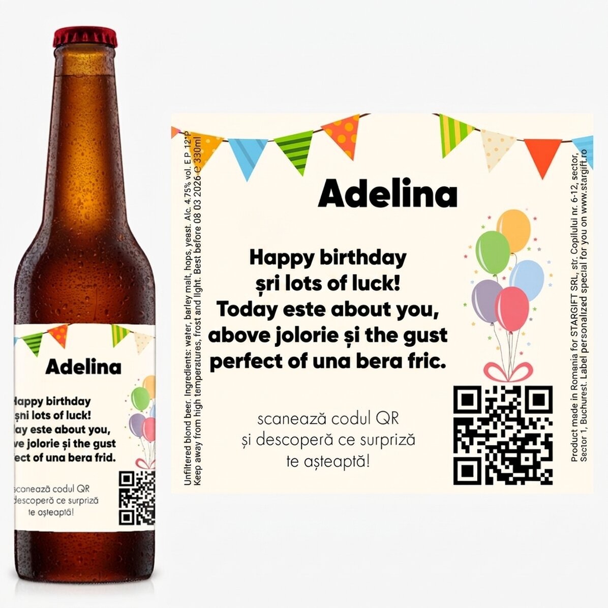 Pivo s vlastním textem a QR kódem – Výročí