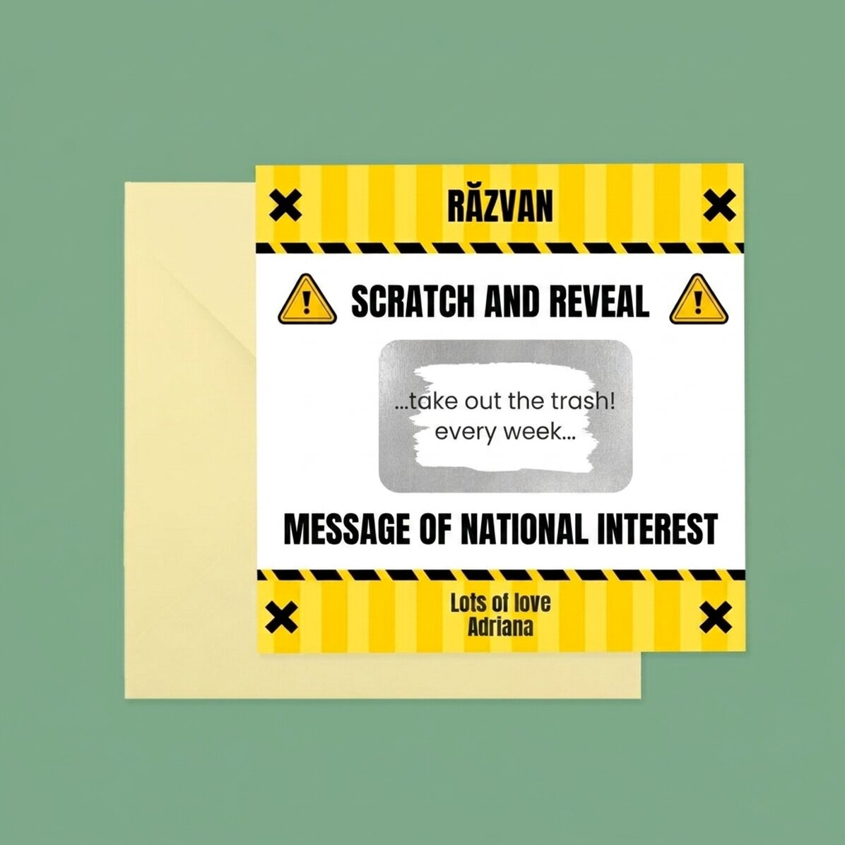 Personalizovaná stírací karta s textem – Interes National