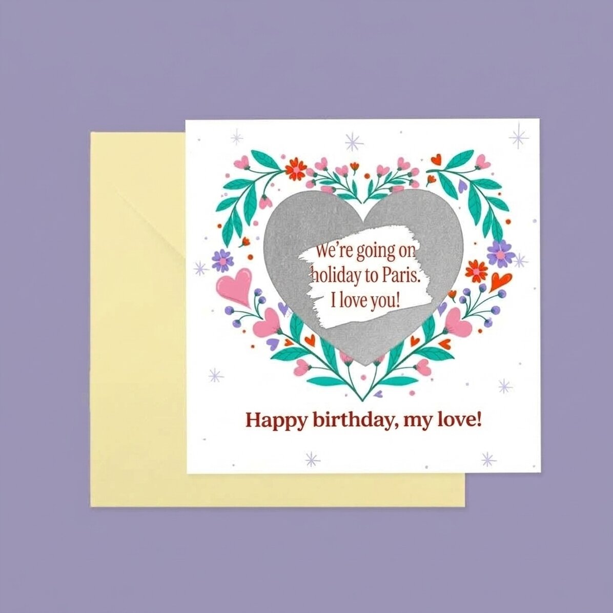 Personalizovaná stírací karta s textem – Love