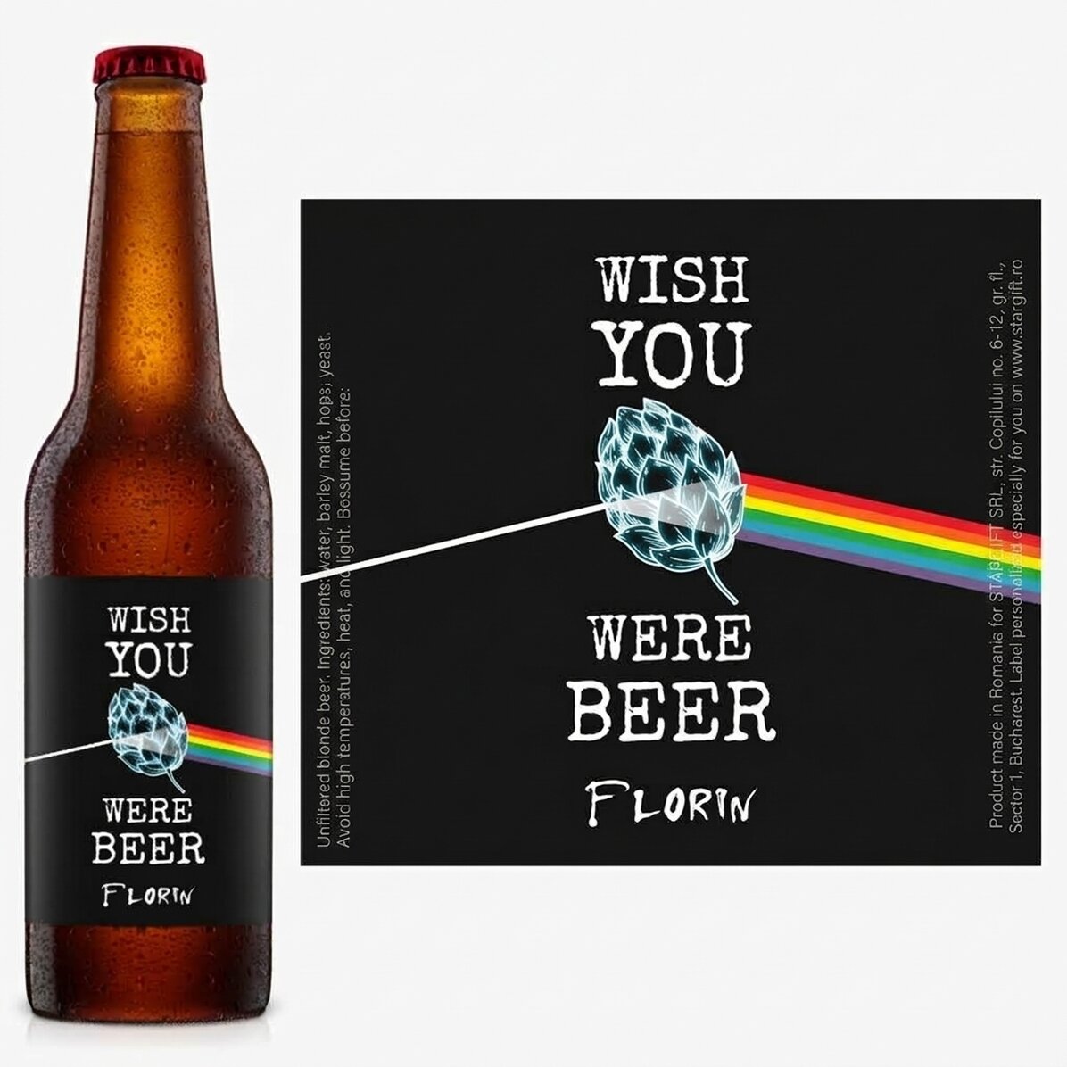 Pivo s vlastním nápisem – Wish you were beer