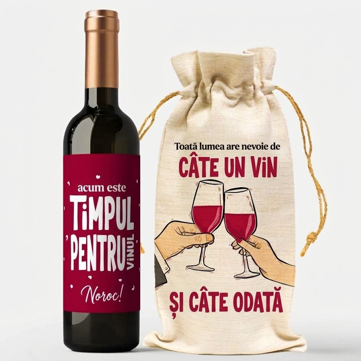 Dárková sada s lahví a taštičkou na víno – Wine o
