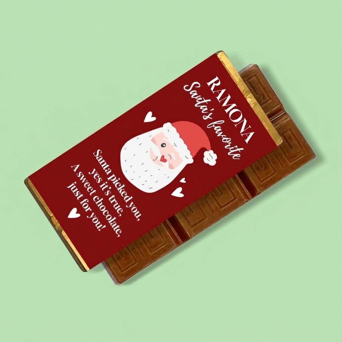 Mini čokoládová tabulka s vlastním nápisem – Santa