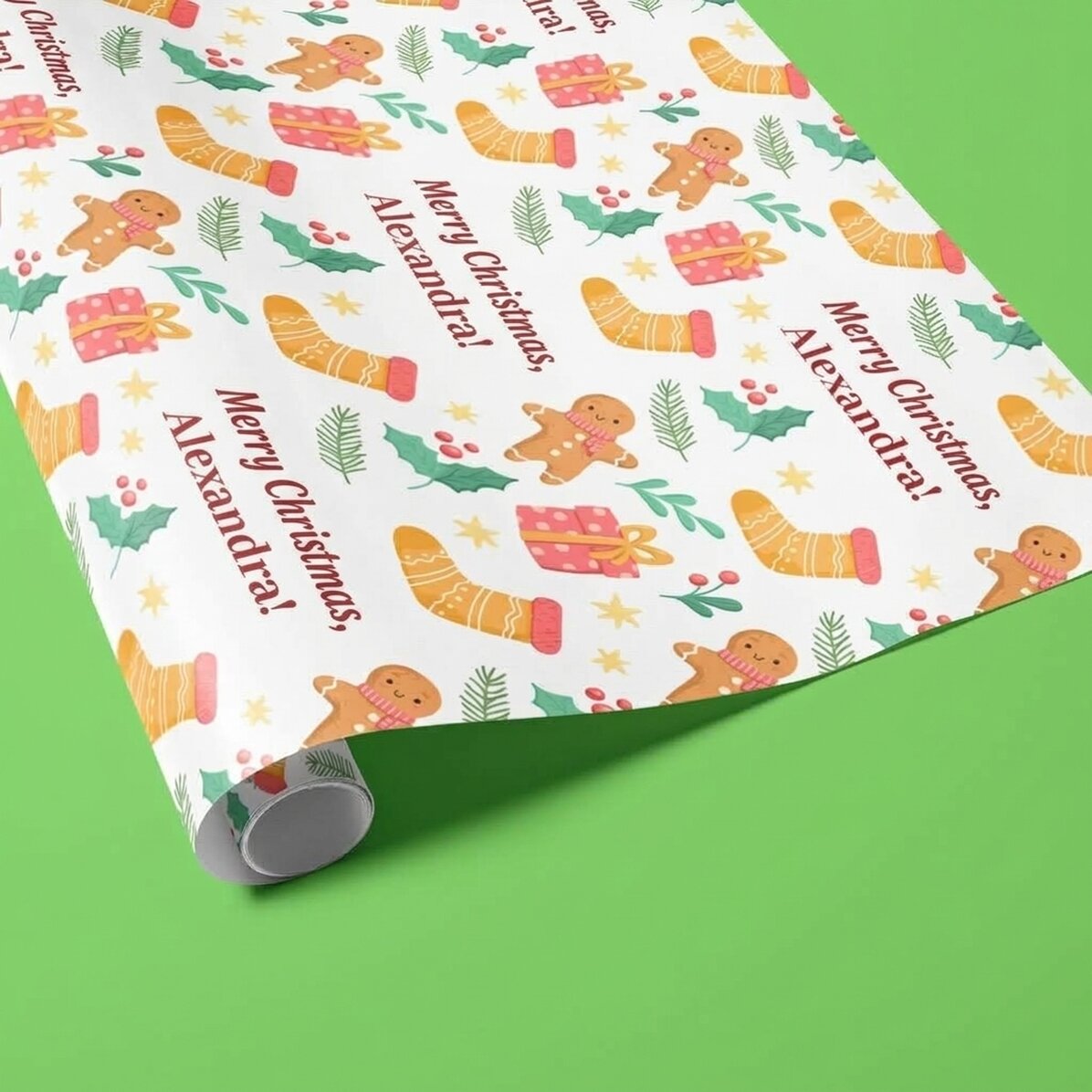 Balicí papír na dárky s vlastním textem – Gingerbread