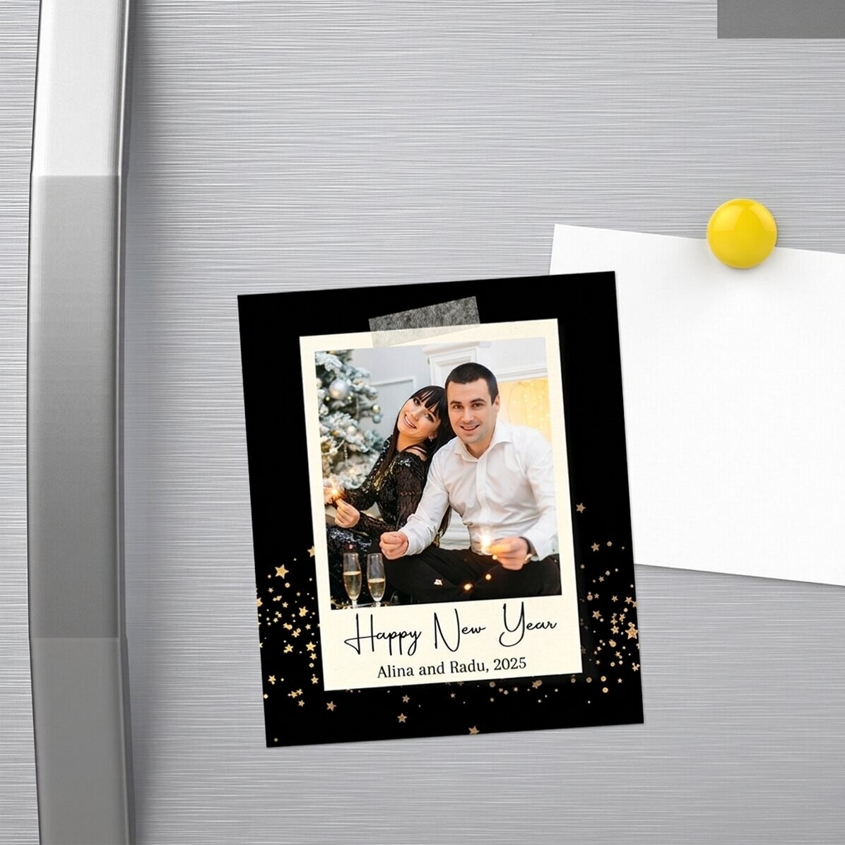 Magnet 10 × 12 cm s vlastní fotografií a vzkazem – Šťastný nový rok