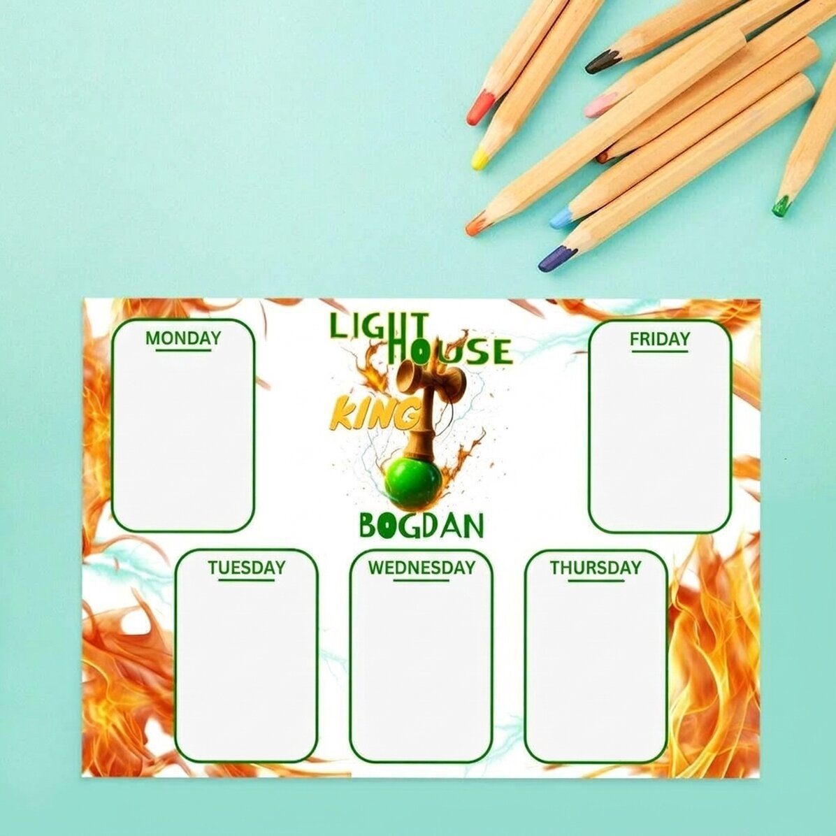 Přizpůsobený rozvrh s textem – Lighthouse King