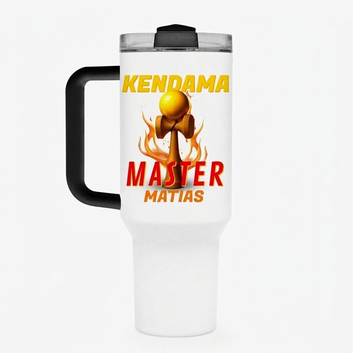 Termoska s uchem a brčkem, s osobním jménem – Kendama Master