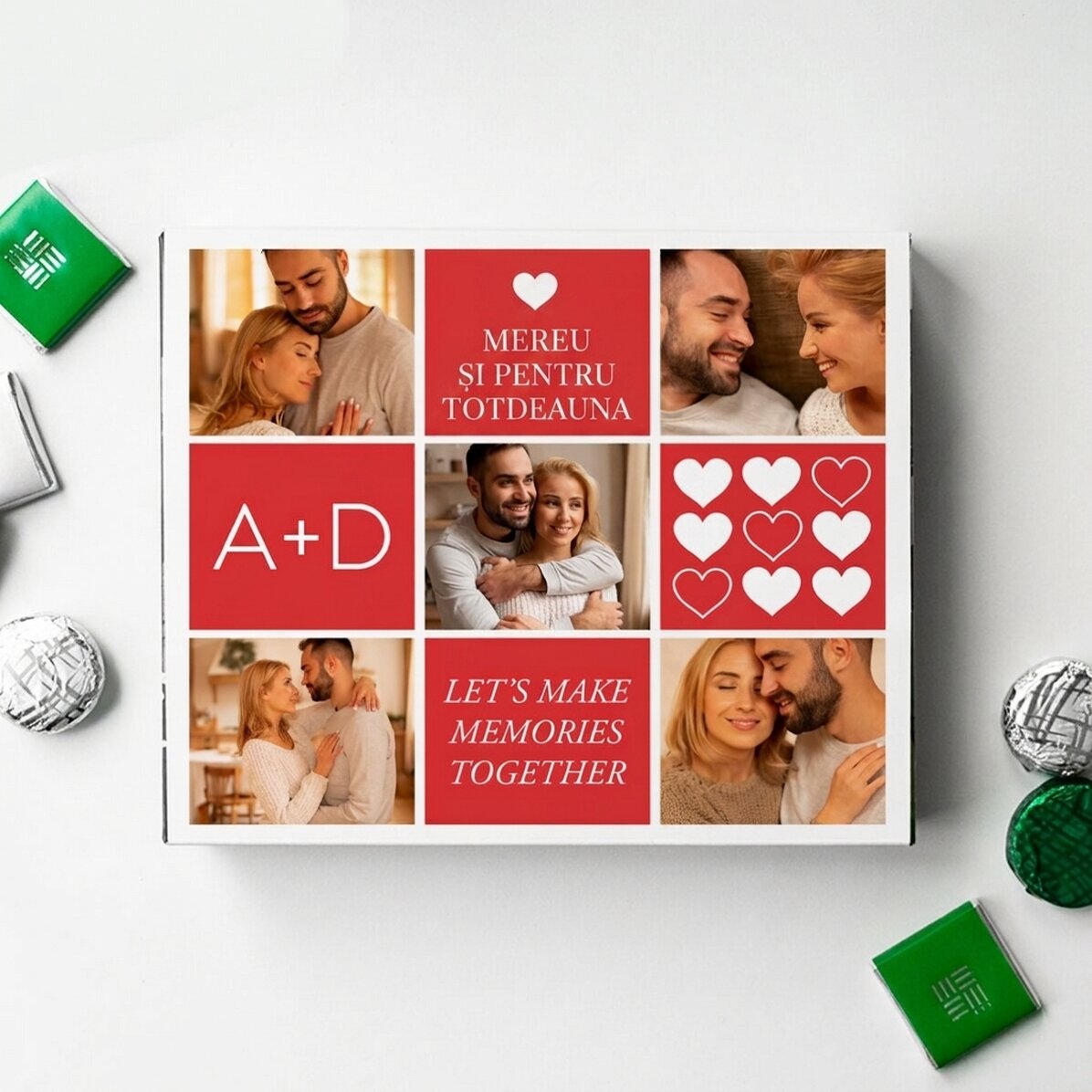 Personalizovaná krabička bonbónů s 5 fotografiemi a vzkazem – Love