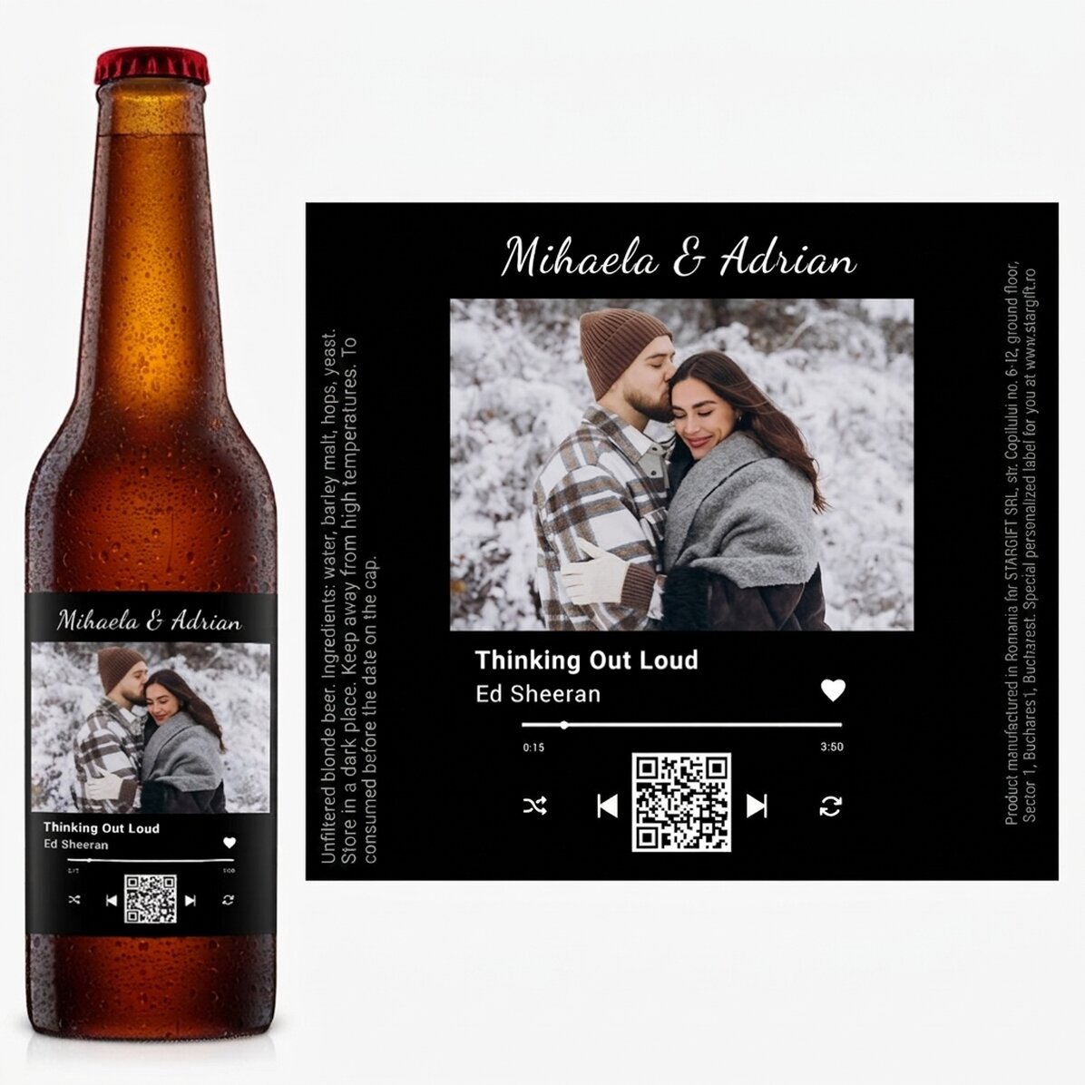 Pivo s vlastní fotografií, textem a QR kódem – Naše píseň