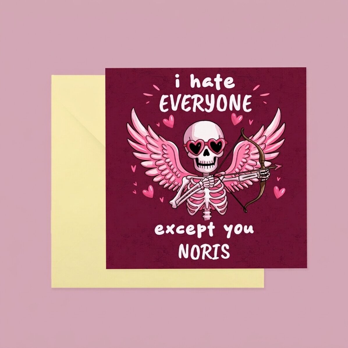 Čtvercová karta s vlastním textem – Hate everyone