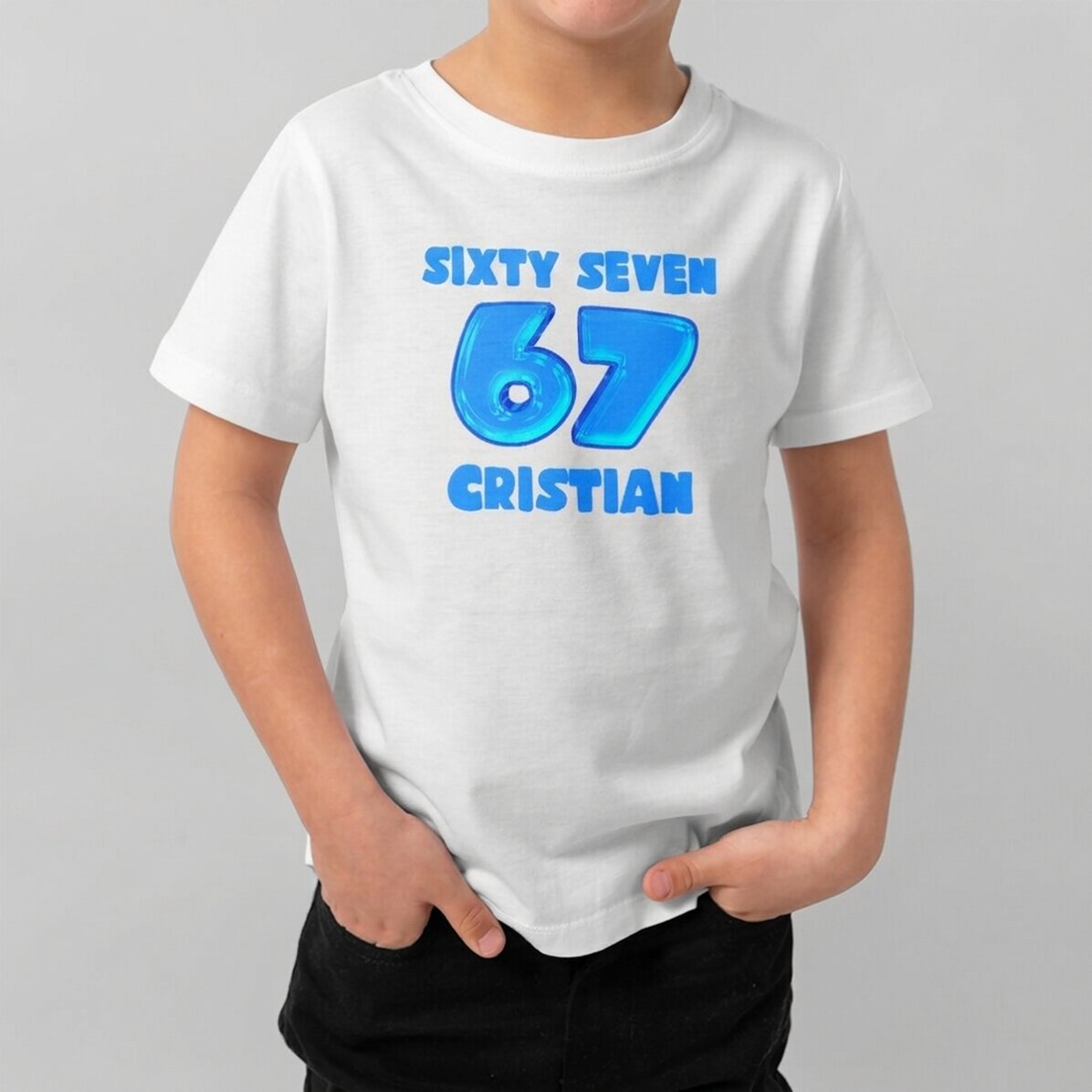 Dětské bavlněné tričko s vlastním nápisem – 67 Six Seven