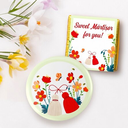 Dárková sada „martisor“ s mini čokoládkou a odznakem