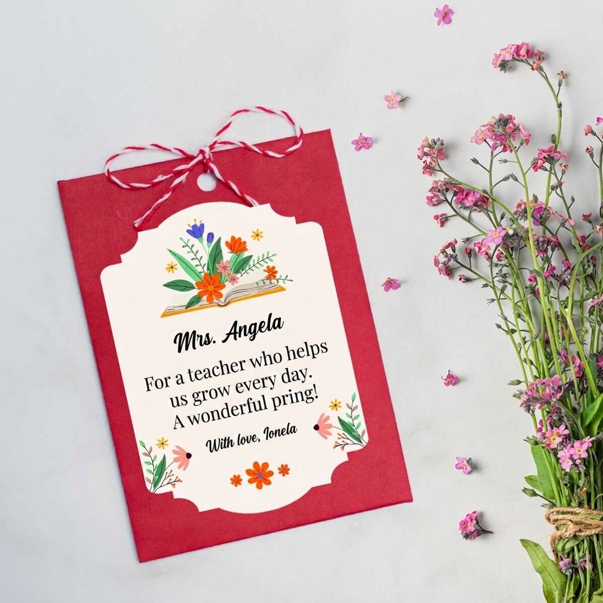 Personalizovaný Martisor k zasazení s textem pro učitelky