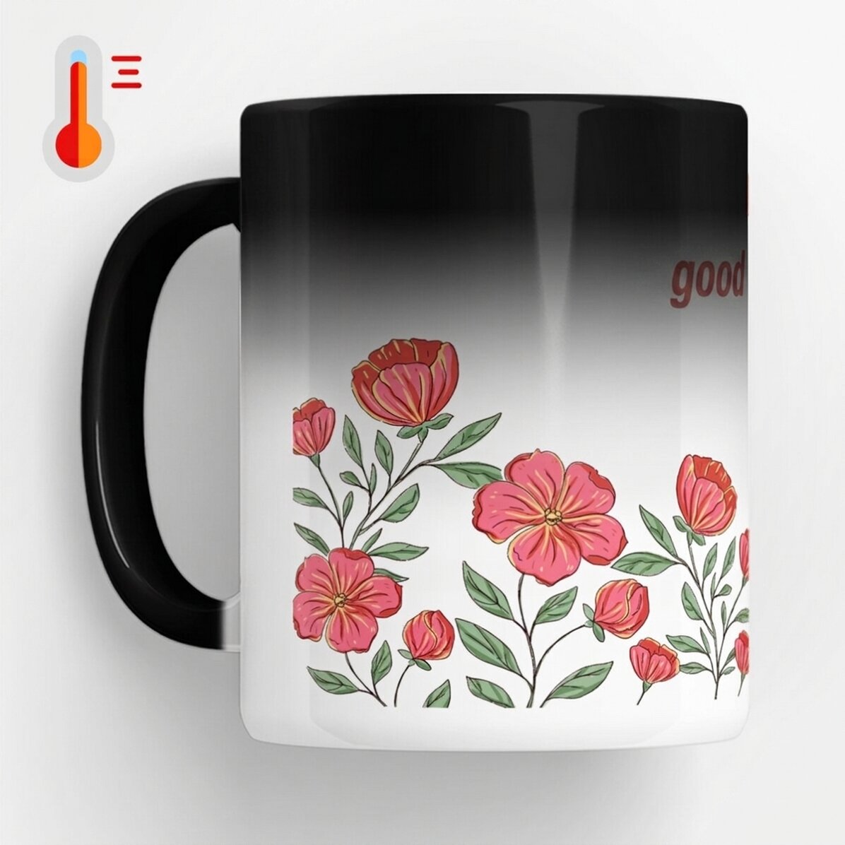 Termocitlivý hrnek s vlastním textem – Floral