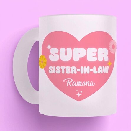 Skleněná číše s vlastním textem – „Super švagrová“