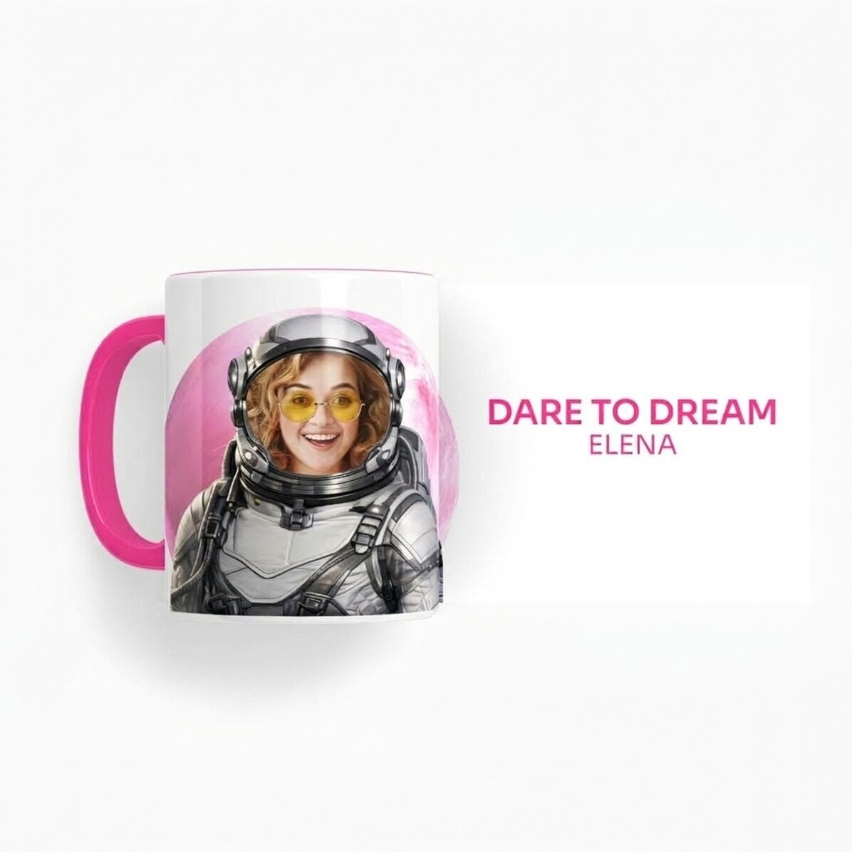 Personalizovaný hrnek s fotografií a textem – Dare to Dream – Vyber si svou planetu