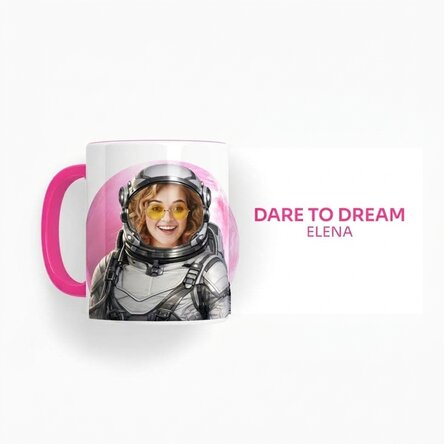 Personalizovaný hrnek s fotografií a textem – Dare to Dream – Vyber si svou planetu